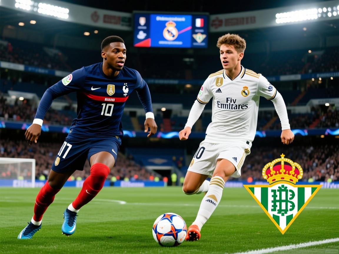 皇马VS贝蒂斯：法国兽腰坐镇，居莱尔+贝林厄姆领衔，皇马太子冲锋  第1张